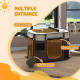 PawHut Foldable Dog Pen with Storage Bag for Indoor/Outdoor Use, Portable Pet playpen, with Ground Stakes - Brown