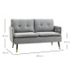 Modern Two Seater Sofa, Button Tufted Loveseat with Cushions and Steel Legs for Living Room, Guest Room, Grey