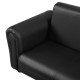 Kids Sofa Bed Kids Twin Sofa Toddler Chair 2 Seater Kids Twin Sofa Chair Boys Girls Couch w/ Footstool (Black)