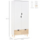 2-Door Clothes Wardrobe w/ Rail Shelf 2 Drawers Wood Feet Elegant Home Storage Organisation Furniture Dresses Coats Blankets Sho