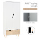2-Door Clothes Wardrobe w/ Rail Shelf 2 Drawers Wood Feet Elegant Home Storage Organisation Furniture Dresses Coats Blankets Sho
