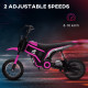 24V Electric Motorbike with Twist Grip Throttle, Music, Horn, 12&quot; Pneumatic Tyres, 16km/h Max Speed - Pink