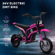 24V Electric Motorbike with Twist Grip Throttle, Music, Horn, 12&quot; Pneumatic Tyres, 16km/h Max Speed - Pink