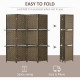 4-Panel Room Dividers with Shelves, Wave Fibre Freestanding Folding Privacy Screen Panels, Partition Wall Divider for Indoor Bed