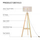 Free Standing Tripod Floor Lamp Bedside Light Reading Light with Storage Shelf Linen Shade for Living Room Bedroom, 154cm, Cream