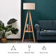 Free Standing Tripod Floor Lamp Bedside Light Reading Light with Storage Shelf Linen Shade for Living Room Bedroom, 154cm, Cream