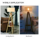 Free Standing Tripod Floor Lamp Bedside Light Reading Light with Storage Shelf Linen Shade for Living Room Bedroom, 154cm, Cream