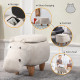 Hippo Storage Stool Cute Decoration Footrest Wood Frame Legs with Padding Lid Ottoman Animal Furniture Cream 36 x 65cm