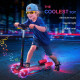 Kids Scooter, 3 Wheel Foldable Kick Scooter Adjustable Height w/ Flashing Wheels, Music, Water Spray for 3-6 Years, Red