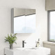 kleankin Bathroom Mirror Cabinet, Wall Mounted Bathroom Storage Cupboard with Adjustable Shelf, 60W x 15D x 60Hcm, High Gloss Wh