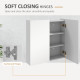 kleankin Bathroom Mirror Cabinet, Wall Mounted Bathroom Storage Cupboard with Adjustable Shelf, 60W x 15D x 60Hcm, High Gloss Wh