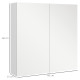 kleankin Bathroom Mirror Cabinet, Wall Mounted Bathroom Storage Cupboard with Adjustable Shelf, 60W x 15D x 60Hcm, High Gloss Wh
