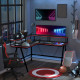 L Shaped Gaming Desk, Corner Computer Desk with Monitor Stand for Home Office, 140 x 130 x 93cm, Black and Red