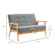 2 Seater Sofa Modern Linen Fabric Upholstery Tufted Couch with Rubberwood Legs for Living Room and Kitchen, Dark Grey
