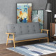 3 Seater Sofa Modern Linen Fabric Upholstery Tufted Couch with Rubberwood Legs for Living Room and Kitchen, Dark Grey