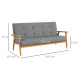 3 Seater Sofa Modern Linen Fabric Upholstery Tufted Couch with Rubberwood Legs for Living Room and Kitchen, Dark Grey
