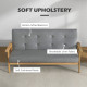 3 Seater Sofa Modern Linen Fabric Upholstery Tufted Couch with Rubberwood Legs for Living Room and Kitchen, Dark Grey