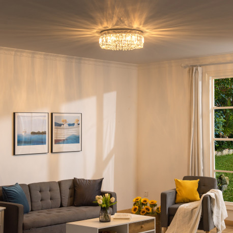 Crystal Ceiling Light Modern Chandeliers Stainless Steel Pendant Lights with Crystal Decorations for Living Room Bedroom Dining 