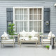 Outsunny 4 Pieces Outdoor Garden Furniture Set, Aluminium Frame Backyard Furniture w/ Thick Padded Cushioned Loveseat, 2 Chairs,