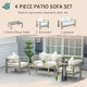 Outsunny 4 Pieces Outdoor Garden Furniture Set, Aluminium Frame Backyard Furniture w/ Thick Padded Cushioned Loveseat, 2 Chairs,