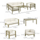 Outsunny 5-Piece Garden Sofa Set with Cushions, Aluminium Garden Furniture Sets with Glass Top Coffee Table, Patio Sectional Fur