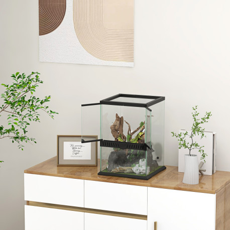 PawHut 40L Vivarium for Lizards, Frogs, Snakes, Turtles, Tortoises w/ Anti-Escape Design, Ventilation