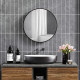 70cm Aluminium Frame Round Bathroom Mirror - Black