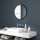 70cm Aluminium Frame Round Bathroom Mirror - Black