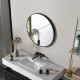 70cm Aluminium Frame Round Bathroom Mirror - Black