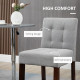 Modern Fabric Bar Stools Set of 2, Thick Padding Kitchen Stool, Bar Chairs with Tufted Back, Wood Legs, Grey