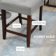 Modern Fabric Bar Stools Set of 2, Thick Padding Kitchen Stool, Bar Chairs with Tufted Back, Wood Legs, Grey