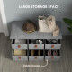 Shoe Bench with Seat, Shoe Storage Bench with Cushion and 6 Fabric Drawers for Entryway, Hallway, Living Room, Bedroom, Light Gr