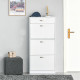 Shoe Cabinet with 3 Flip Drawers, High Gloss Shoe Storage Cabinet with Top Drawer and Adjustable Shelves, Shoe Cupboard for 18 P