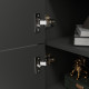 Storage Cabinet Sideboard with Tempered Glass Adjustable Shelves and Solid Wood Legs