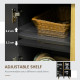 Storage Cabinet Sideboard with Tempered Glass Adjustable Shelves and Solid Wood Legs