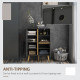 Storage Cabinet Sideboard with Tempered Glass Adjustable Shelves and Solid Wood Legs
