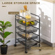 Storage Trolley on Wheels, Rolling Utility Serving Cart with 4 Mesh Trays for Living Room, Kitchen, Black