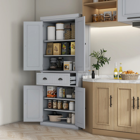 Freestanding Multi-Storage Kitchen Cabinet - Grey
