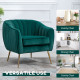 Velvet-Feel Shell Back Accent Chair - Green