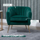 Velvet-Feel Shell Back Accent Chair - Green