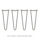 4 x 14&quot; Hairpin Legs - 2 Prong - 10mm - Raw Steel