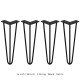 4 x 14&quot; Hairpin Legs - 3 Prong - 10mm - Black