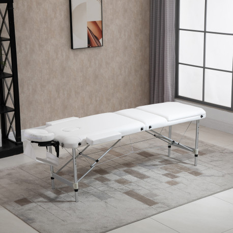 Foldable Massage Table Professional Salon SPA Facial Couch Bed White