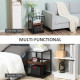 Industrial Side Table, 3-Tier End Table with Glass Top, Storage Shelves, Nightstand with Steel Frame for Bedroom, Living Room, R