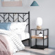 Industrial Side Table, 3-Tier End Table with Glass Top, Storage Shelves, Nightstand with Steel Frame for Bedroom, Living Room, R