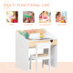 Kids Desk and Chair Set 2 Pieces Children Study Table with Storage Pull-Out Drawer Bookshelf for 3-6 Years Writing, Reading, Dra