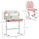 Kids Desk and Chair Set, with Storage Shelves, Washable Cover, for Ages 3-12 Years - Pink