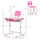 Kids Study Desk and Chair Set w/ Adjustable Height, Storage, Drawer, Pink