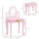 Kids Dressing Table Set, with Mirror and Drawer - Pink