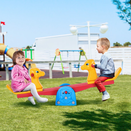 Kids Seesaw Safe Teeter Totter 2 Seats with Easy-Grip Handles, Safe, Indoor Outdoor Living Room Playroom Backyard Equipment, for
